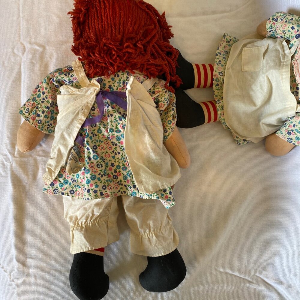 Vintage Knickerbocker Raggedy Ann Dolls Set – 16” & 18” – Original Classic Dolls - Picture 5 of 11